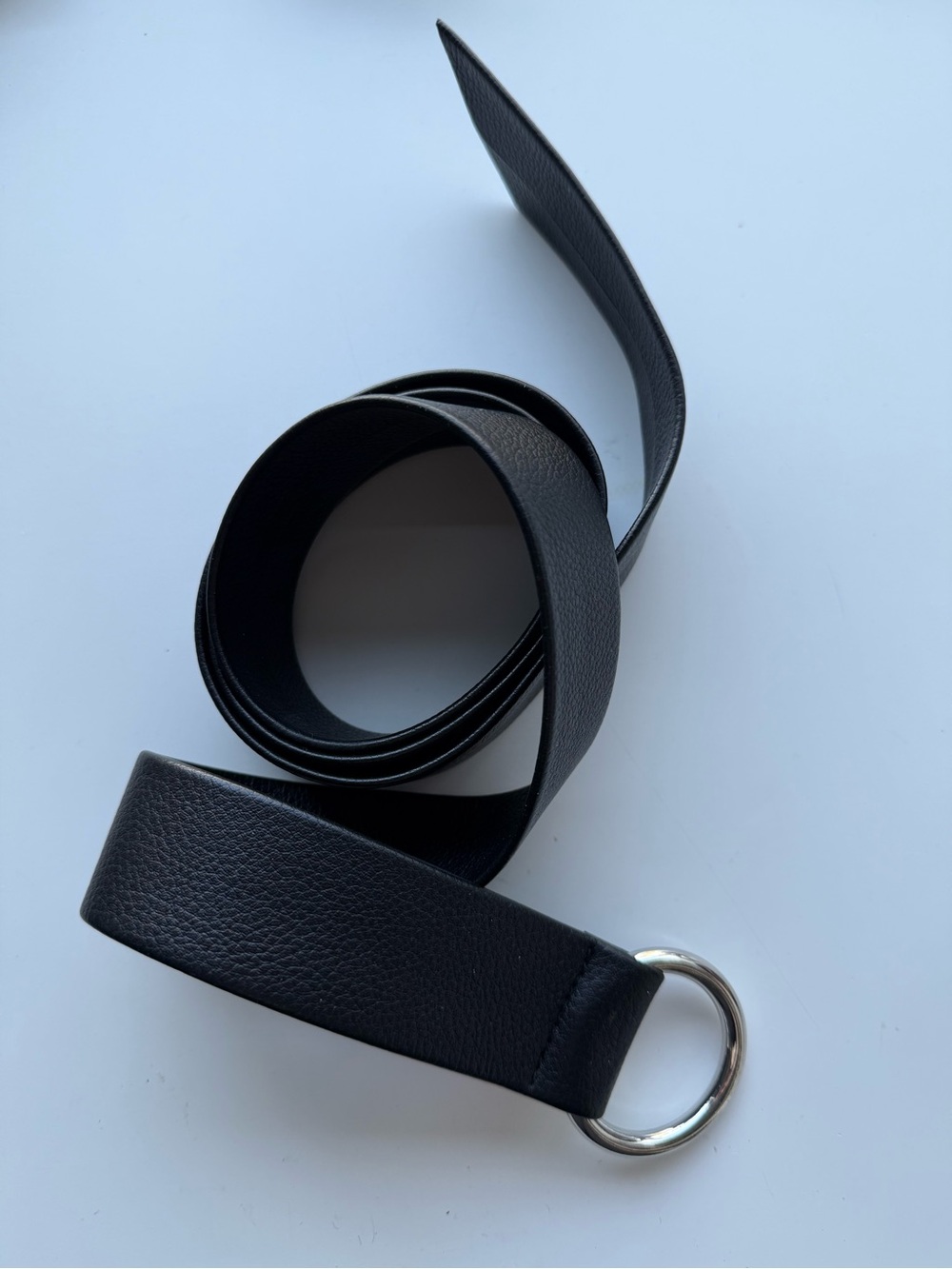 Black Faux Leather Ring Belt